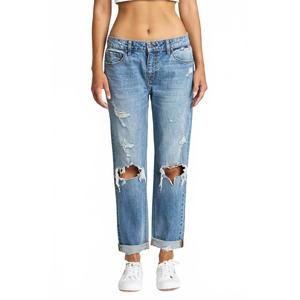 NEW EUNINA ghosted mid rise girlfriend jeans in medium denim
